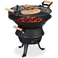 Los mejores  - Relaxdays Barbacoa- Parrilla de altura ajustable- Ventilación- Bandeja para carbón vegetal- 40x45x36 cm- Negro